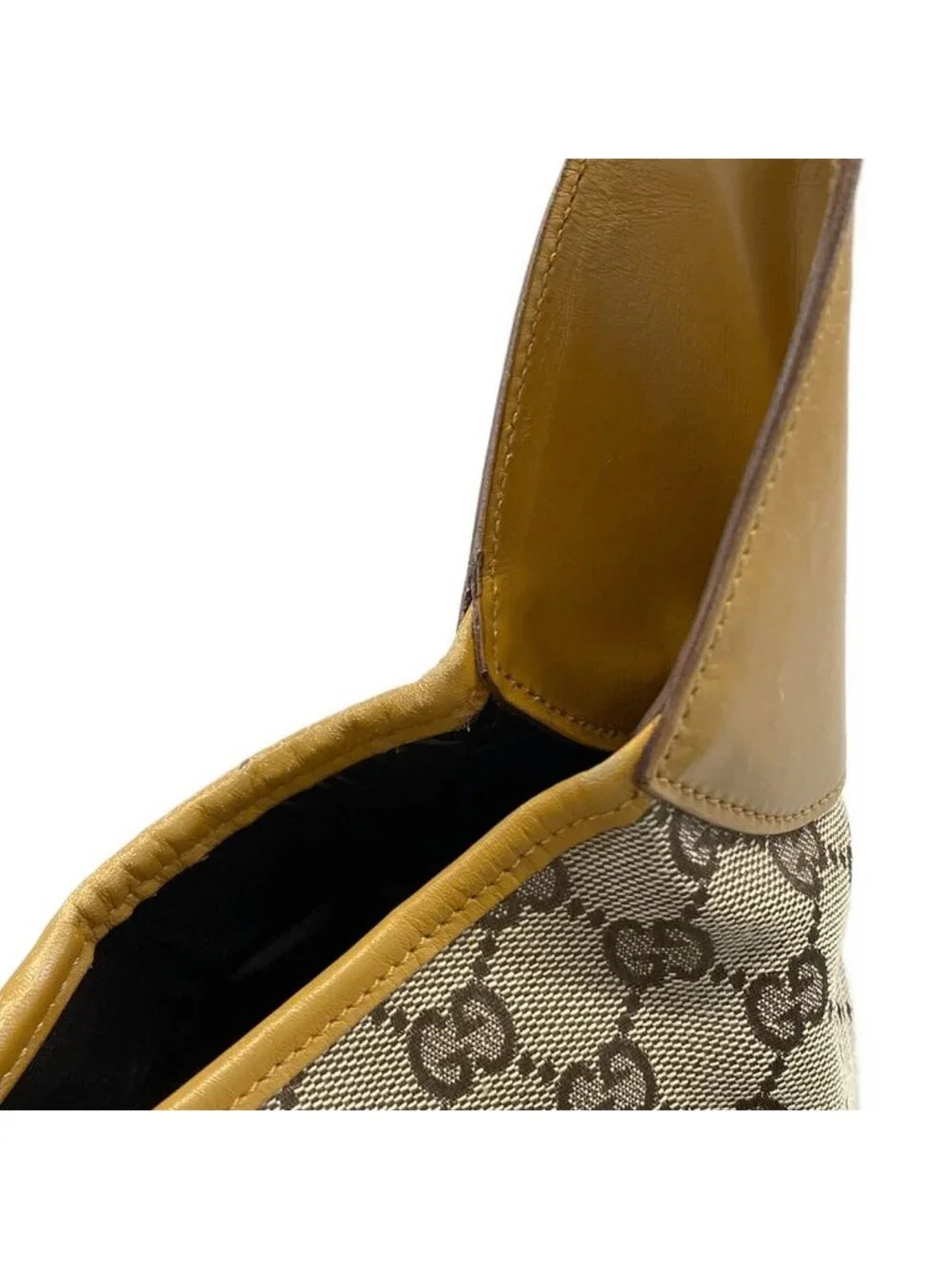 Gucci Shoulder Bag Dark Brown Beige Red Leather - Picture 10 of 15